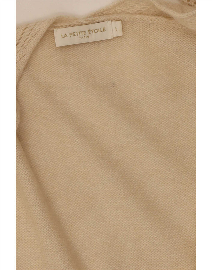 Vintage Womens Open Cardigan Sweater UK 16 Large Beige