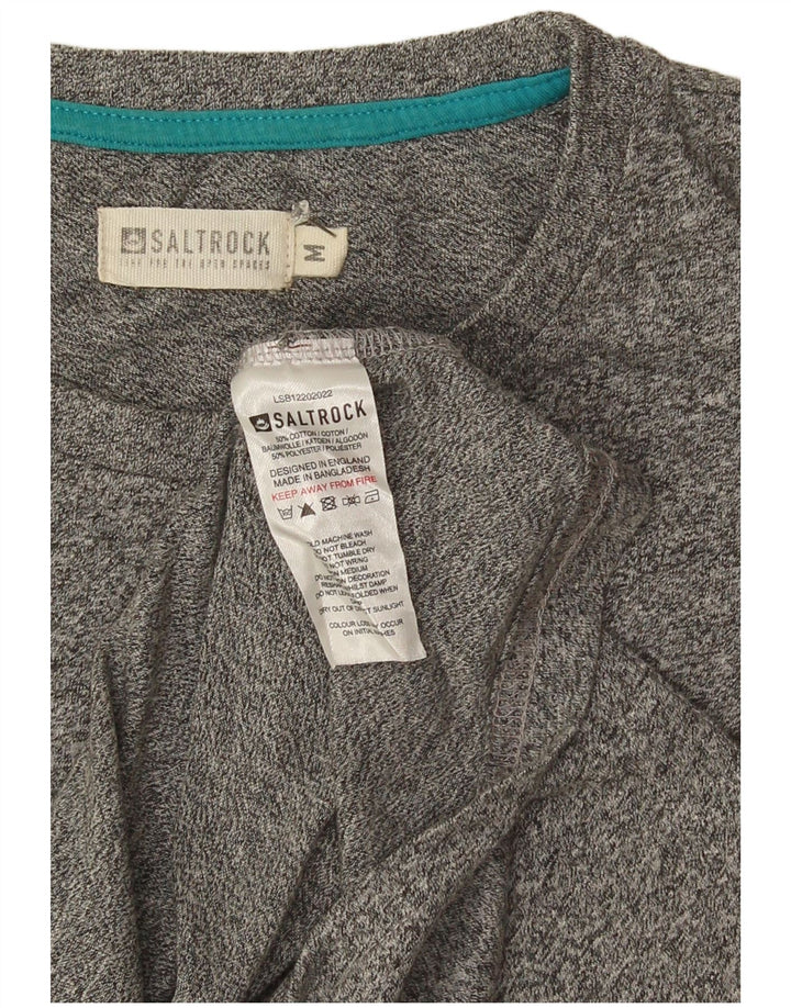 Saltrock Mens Graphic T-Shirt Long Sleeve Medium Grey Flecked Cotton