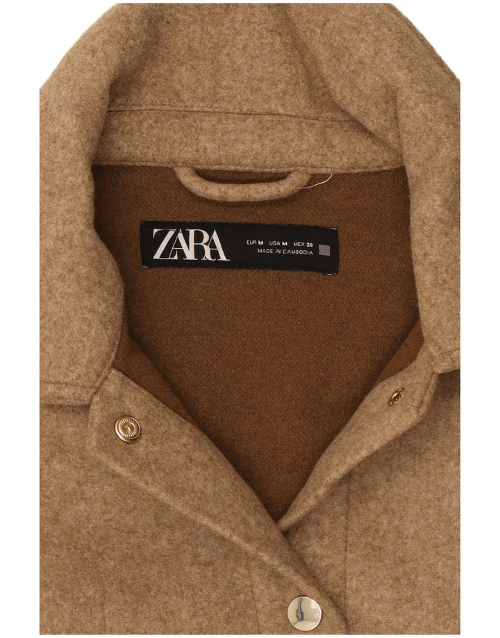 Zara Womens Lumberjack  Flannel Shirt UK 14 Medium Beige Polyester