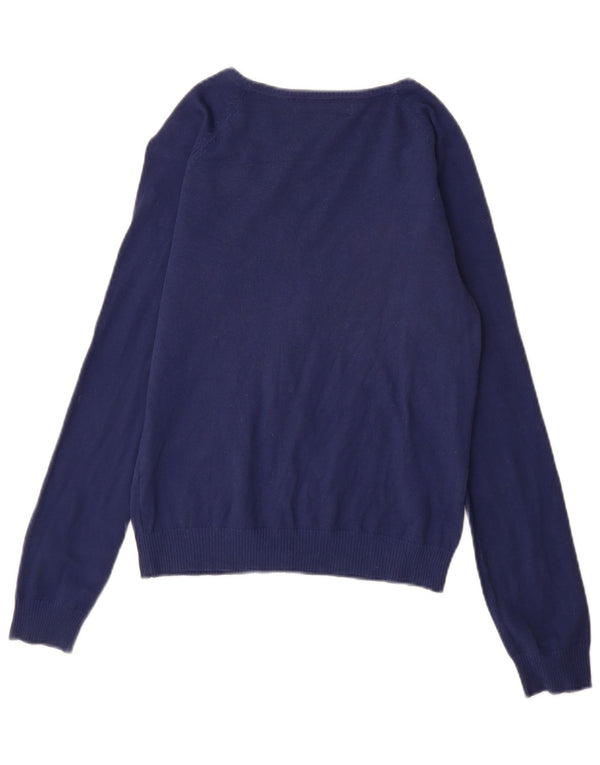 Zara Womens Cardigan Sweater UK 14 Large Navy Blue Cotton