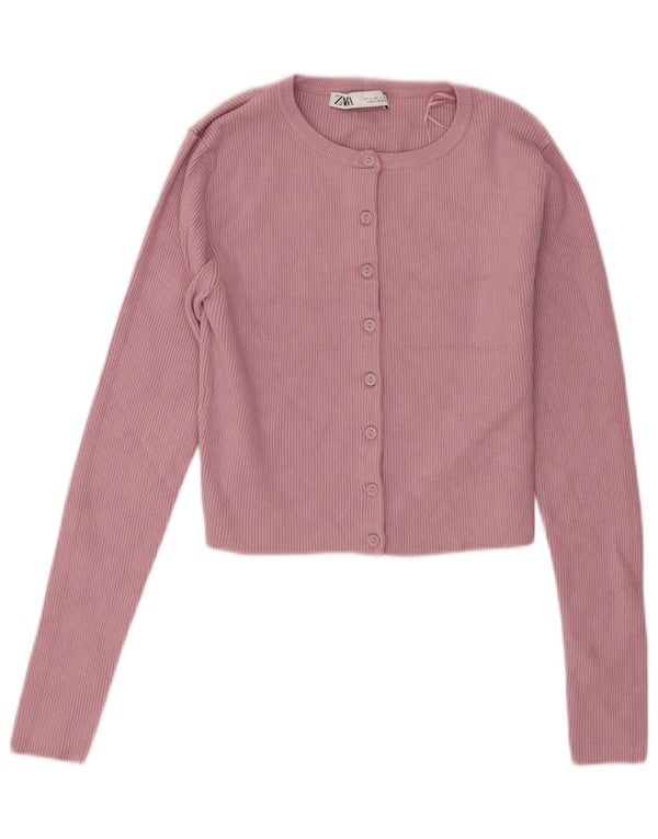 Zara Womens Crop Top UK 14 Large Pink Viscose
