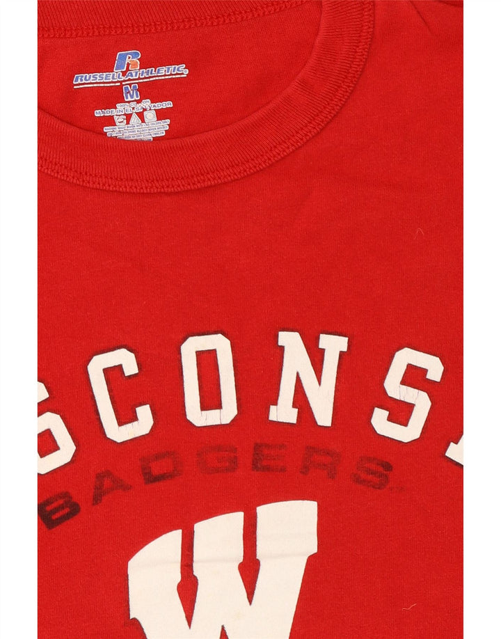 RUSSELL ATHLETIC Mens Graphic T-Shirt Top Medium Red Cotton Vintage Russell Athletic and Second-Hand Russell Athletic from Messina Hembry 
