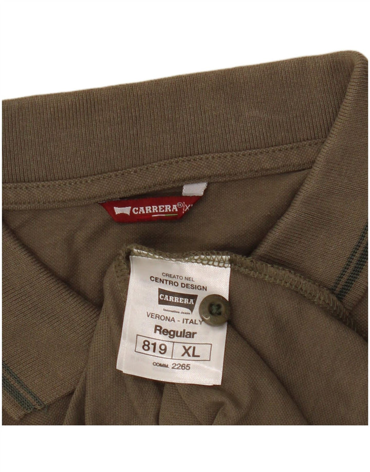 Carrera Mens Polo Shirt XL Khaki Cotton