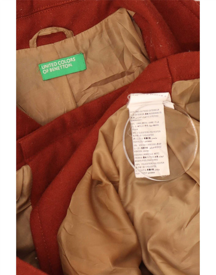 Benetton Caban Femme UK 14 Grande Laine Marron
