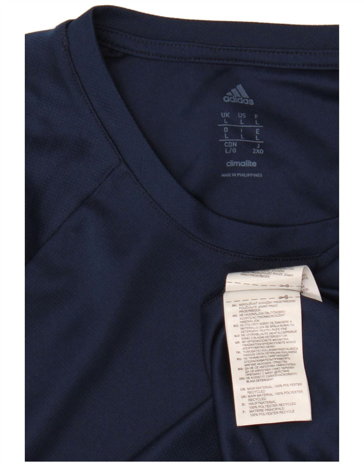 Adidas Herre Climalite grafisk T-shirt Top Stor marineblå polyester