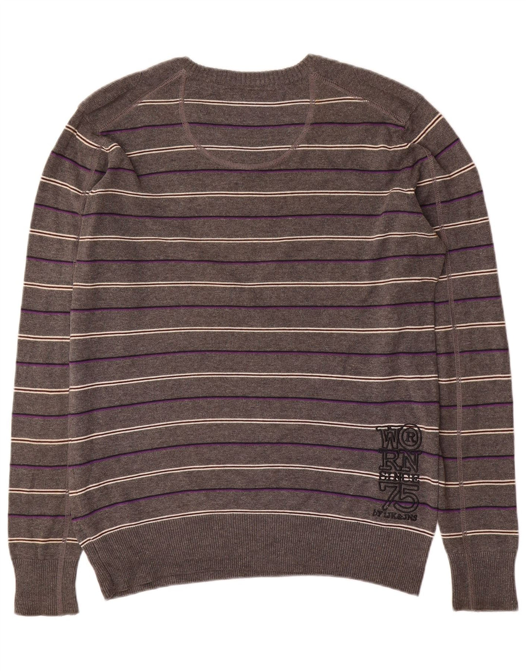 Jack & Jones Herren-Pullover mit grafischem V-Ausschnitt, groß, grau gestreift