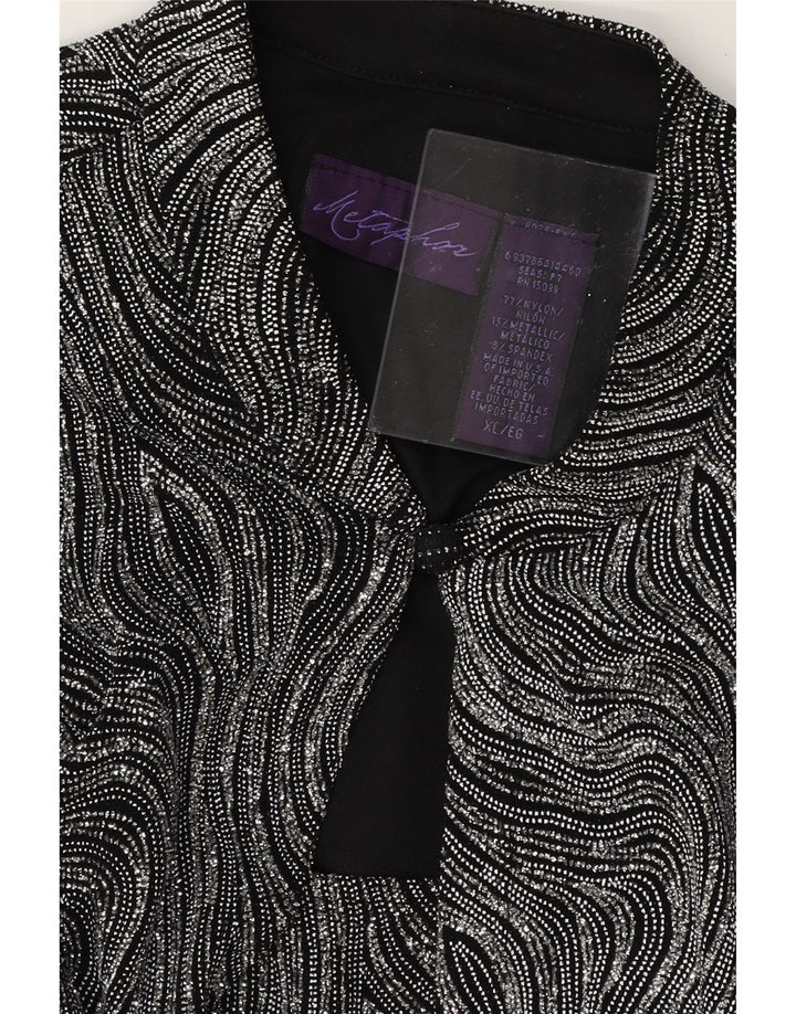 METAPHOR Womens Abstract Pattern Cardigan Top UK 18 XL Black Nylon Vintage Metaphor and Second-Hand Metaphor from Messina Hembry 