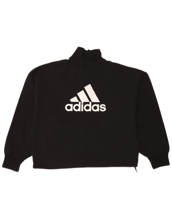 Pulover Adidas pentru femei, supradimensionat, cu fermoar și gât, UK 8/10, mic, negru