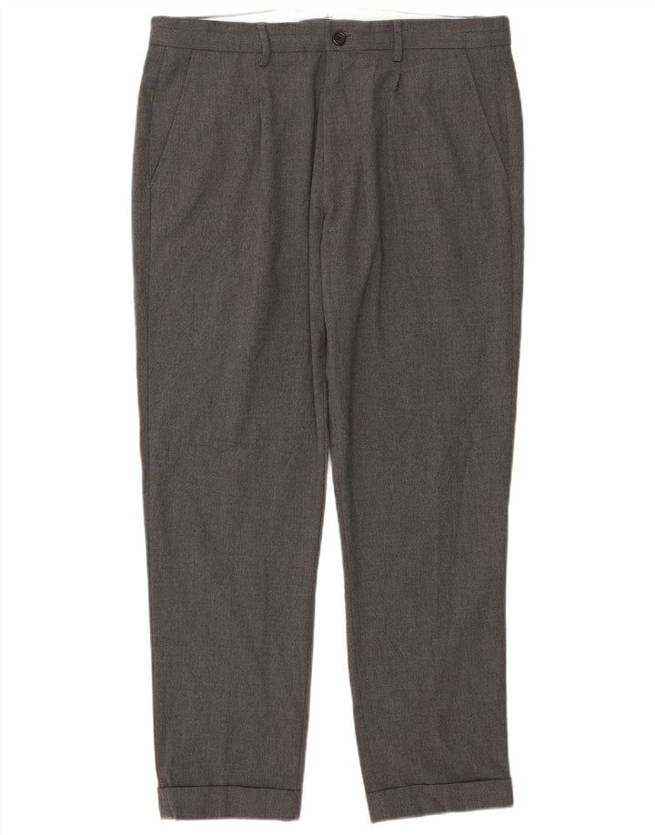 Zara Mens Straight Chino Trousers EU 44 Large W34 L29 Grey Polyester