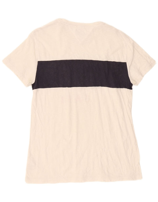 Tommy Hilfiger Mens Regular Fit Graphic T-Shirt Top Large White Colourblock
