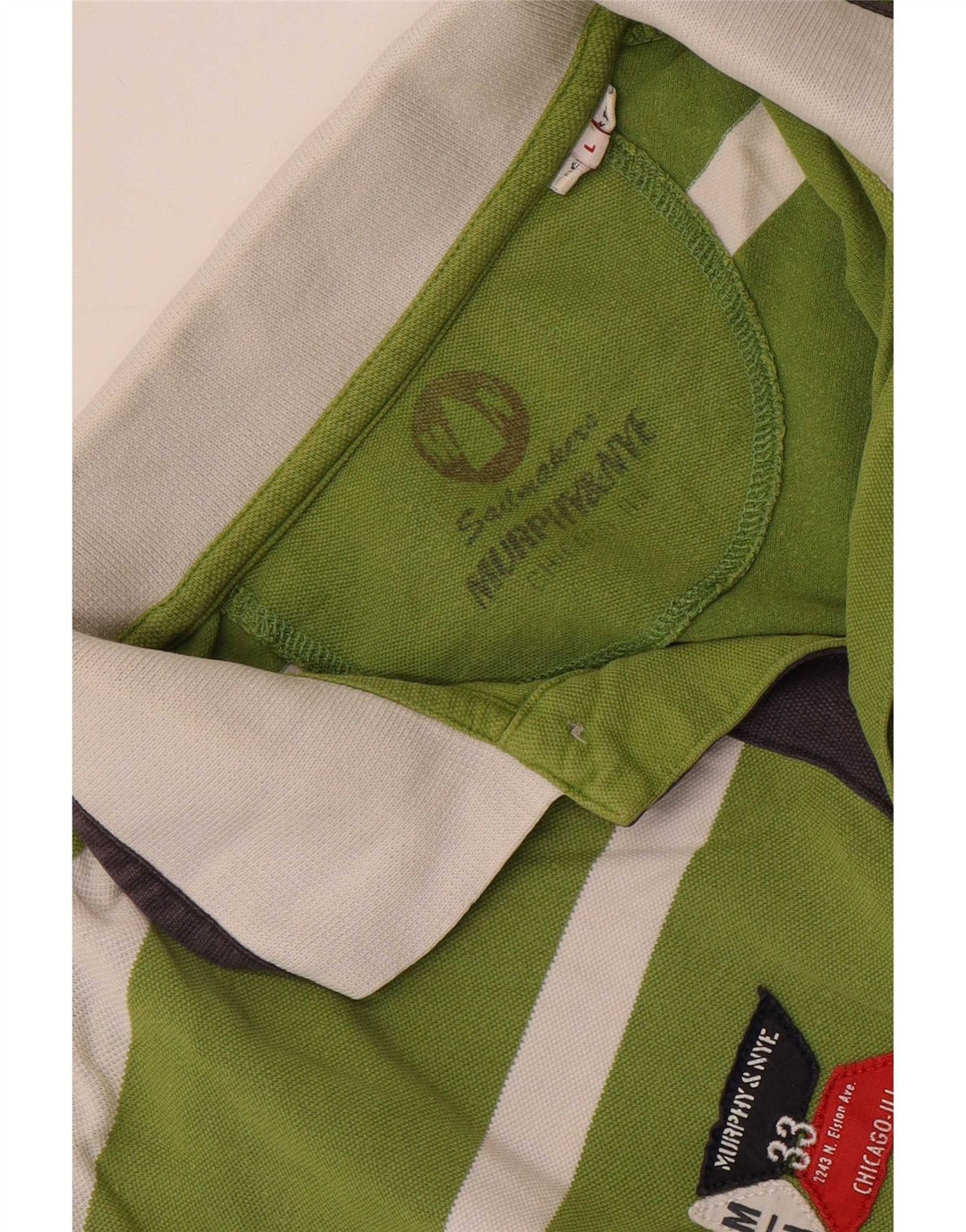 Murphy & Nye Mens Rugby Polo Shirt Large Green Striped