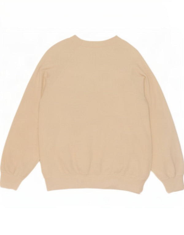 Vintage Dame Boat Neck Jumper Sweater UK 18 XL Hvid Bomuld
