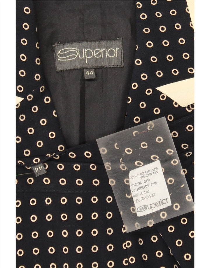 SUPERIOR Womens 2 Piece Skirt Set IT 44 Medium W30  Navy Blue Spotted