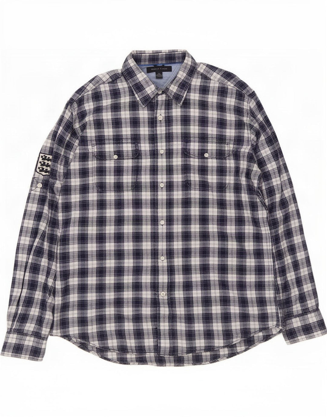 Tommy Hilfiger Chemise en flanelle pour hommes, grand carreaux en coton bleu marine