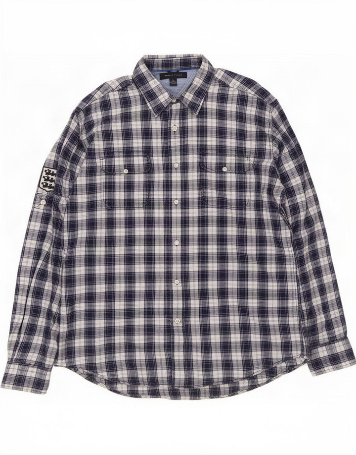 Tommy Hilfiger Chemise en flanelle pour hommes, grand carreaux en coton bleu marine