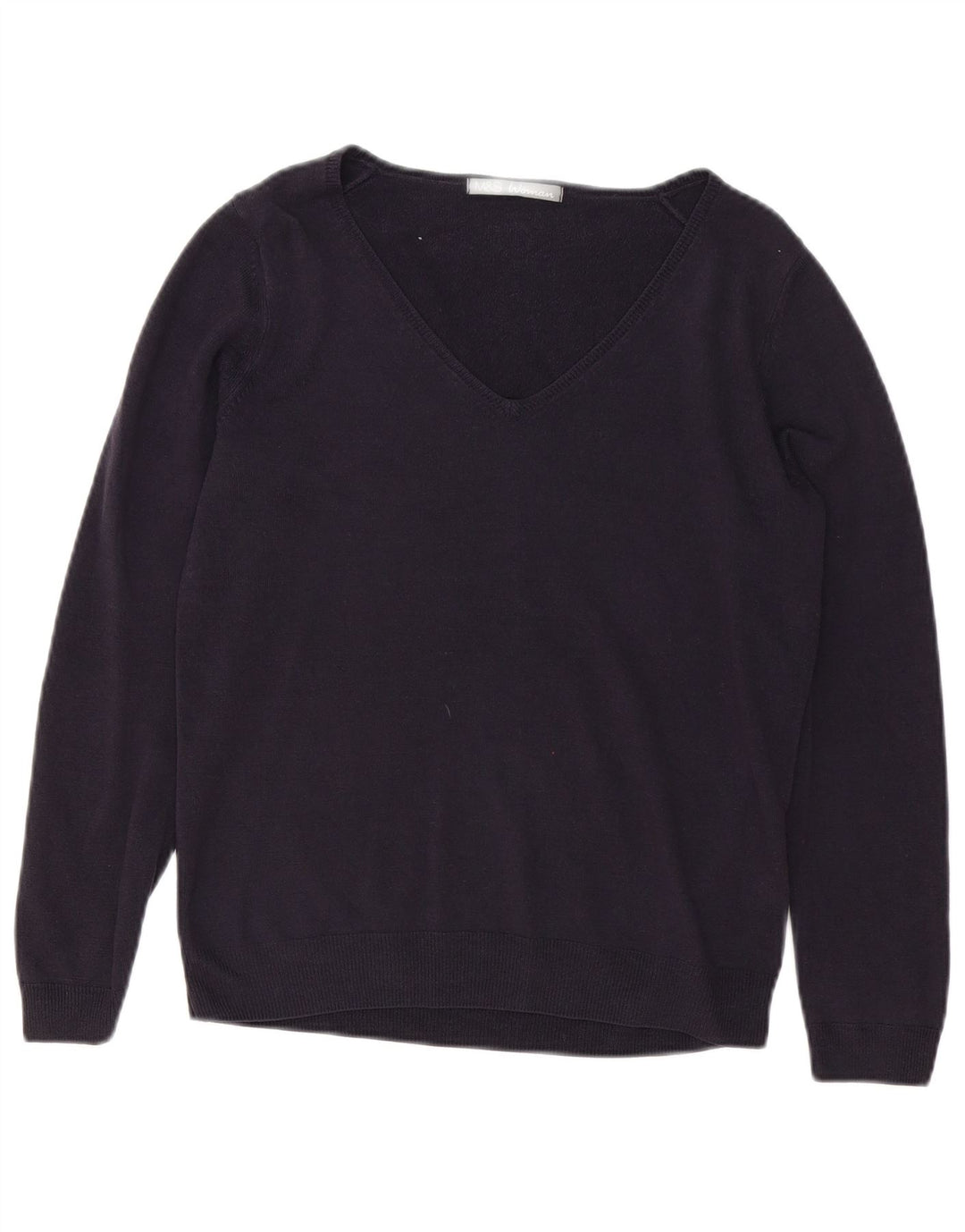 Marks & Spencer Womens V-Neck Jumper Sweater UK 12 Medium Navy Blue Acrylic