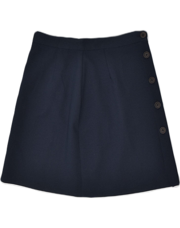 VINTAGE Womens High Waist Pencil Skirt IT 46 Large W28 Navy Blue Polyester | Vintage | Thrift | Second-Hand | Used Clothing | Messina Hembry 