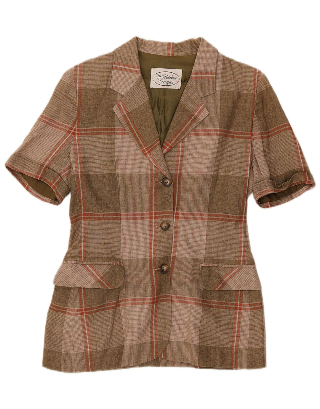 Il Marchese Coccapani Womens Short Sleeve Blazer Jacket UK 12 Medium Brown