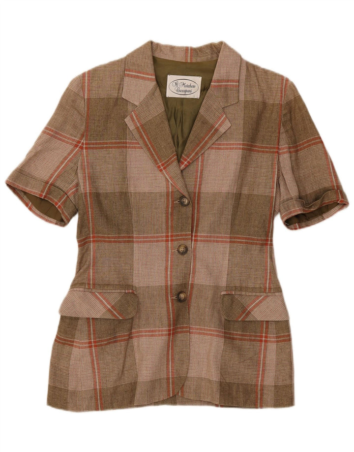 Il Marchese Coccapani Womens Short Sleeve Blazer Jacket UK 12 Medium Brown