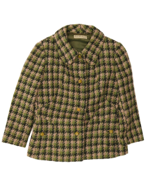 Blazer Vintage pentru femei cu 4 nasturi, UK 14 Medium Green Check