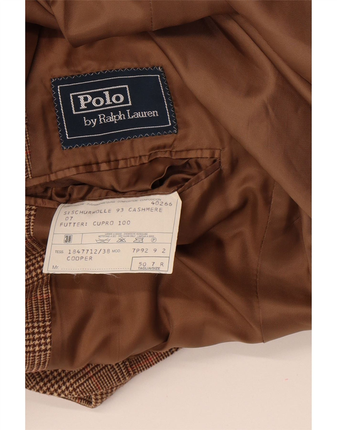 Polo Ralph Lauren Mens 3 Button Blazer Jacket IT 50 Large Brown Check Wool