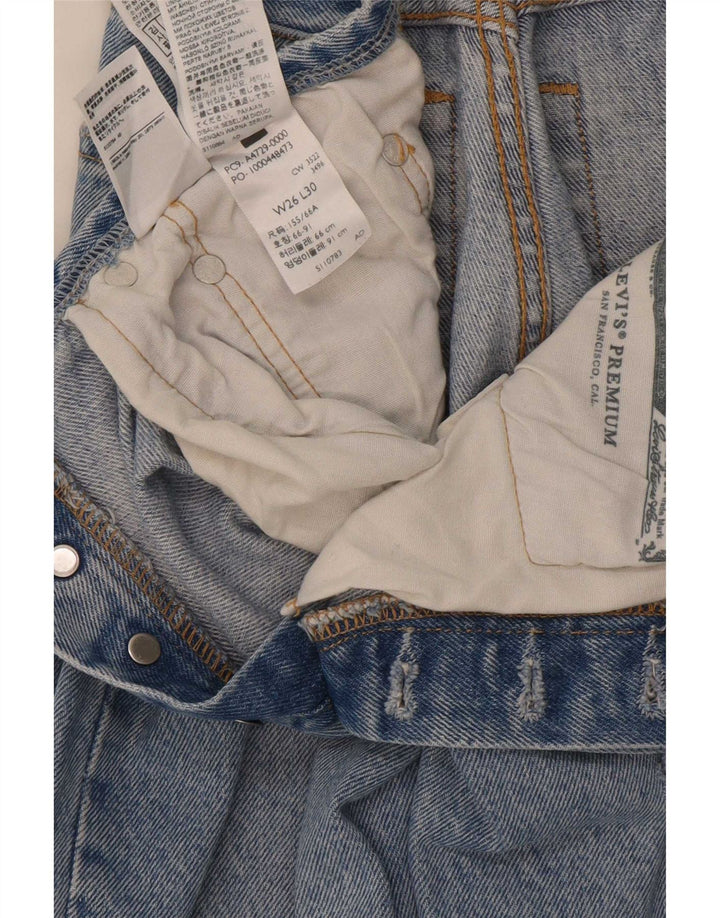 Levi's Womens Distressed Straight Jeans W26 L30 Blue Cotton