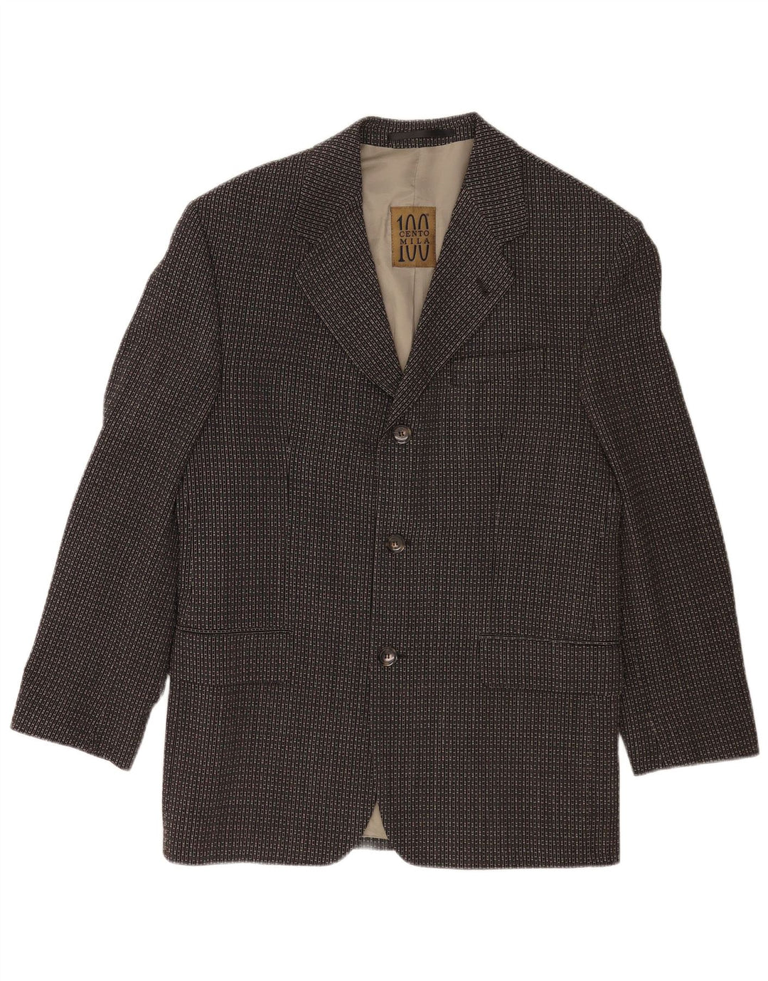 Cento Mila Mens 3 Button Blazer Jacket EU 48 Medium Black Geometric