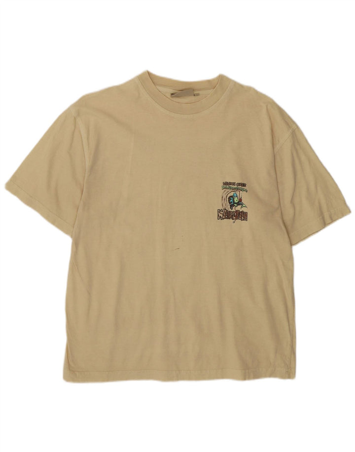 Weird Fish Mens Graphic T-Shirt Top Medium Beige Cotton