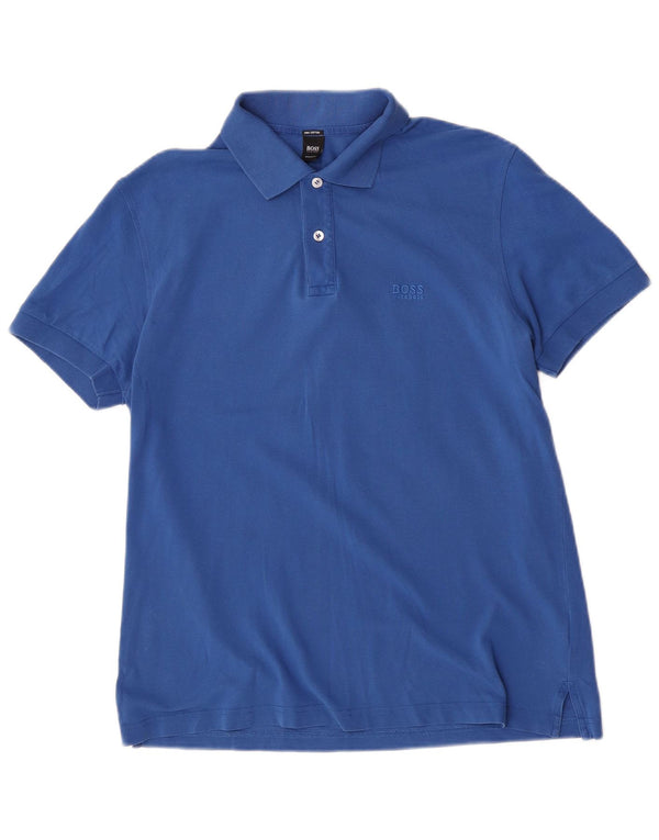 Polo Hugo Boss da uomo vestibilità regolare, taglia grande, in cotone blu