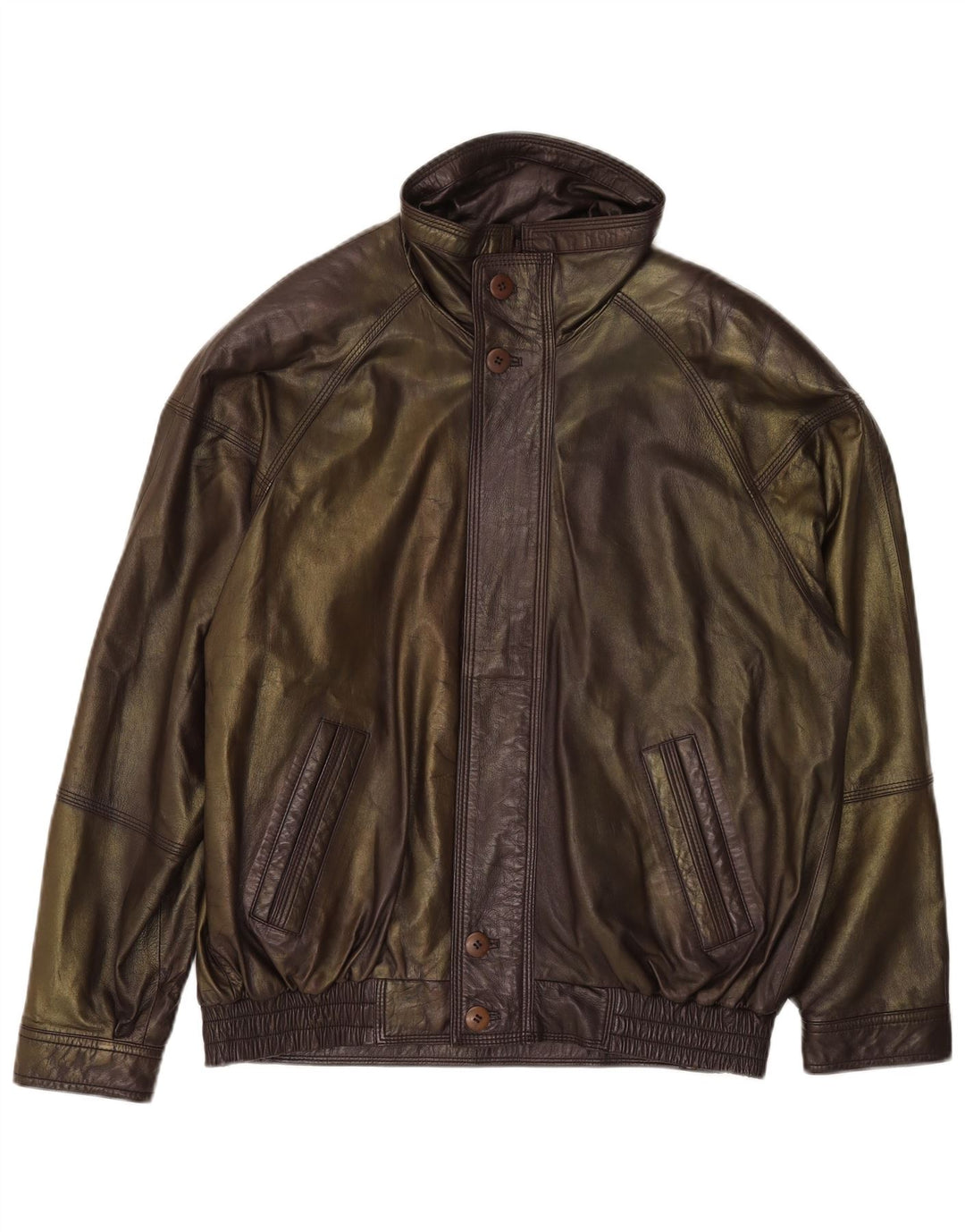 Cabrini Mens Leather Jacket EU 48 Medium Khaki Leather