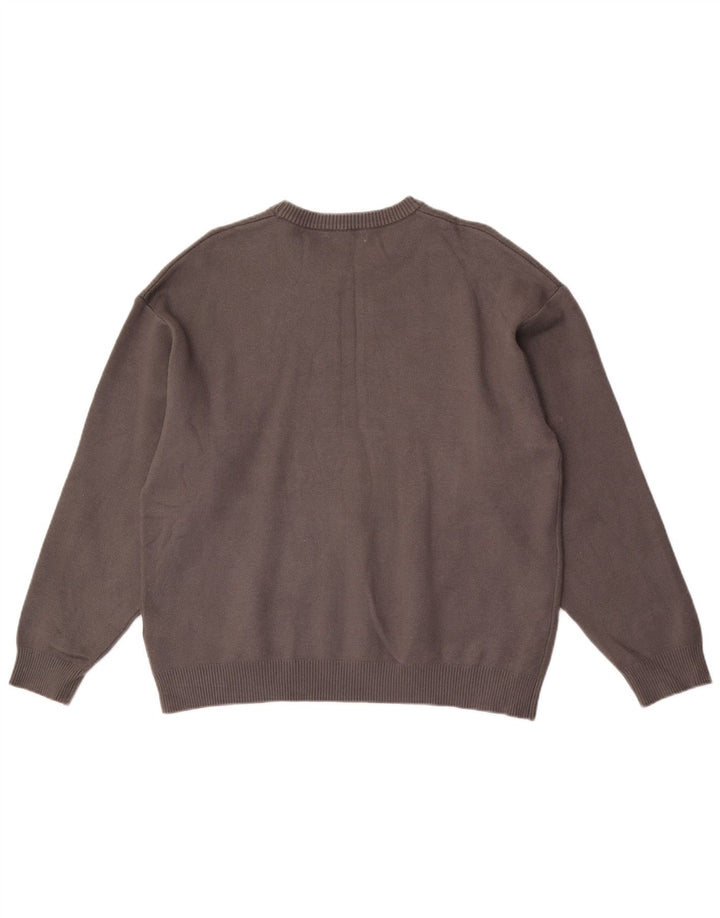 ZARA Pull à col rond pour homme Large Gris Viscose