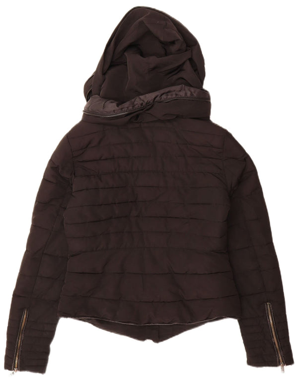 Zara Damen-Jacke mit Kapuze, gepolstert, Gr. 10, Größe S, Schwarz