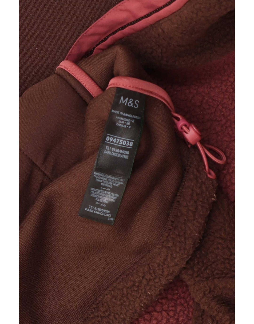Marks & Spencer Chaqueta polar extragrande para mujer UK 8 Small Marrón Colorblock