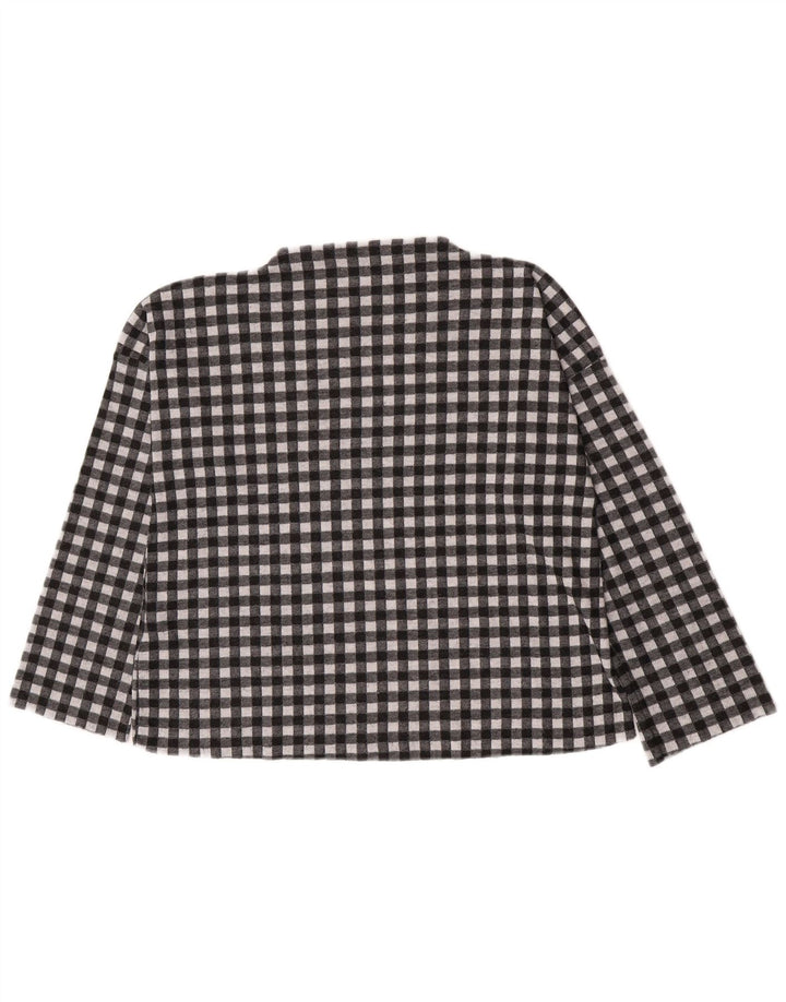 Zara Womens Oversized Top Long Sleeve UK 10 Small Black Gingham Polyester