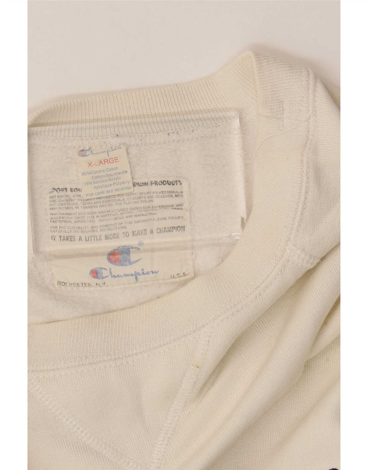 Champion Mens Graphic Sweatshirt Jumper XL White Cotton
