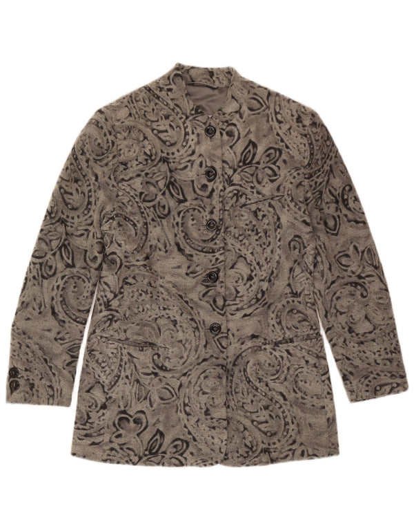 BOGNER Giacca blazer da donna a 5 bottoni US 10 Large Grey Paisley Wool
