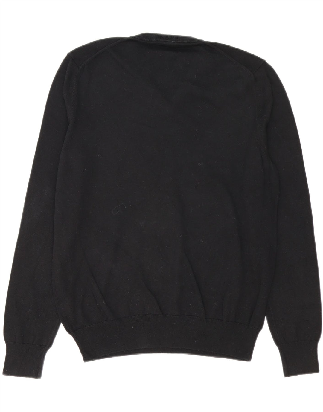 MARKS & SPENCER Mens V-Neck Jumper Sweater Large Black Cotton Vintage Marks & Spencer and Second-Hand Marks & Spencer from Messina Hembry 
