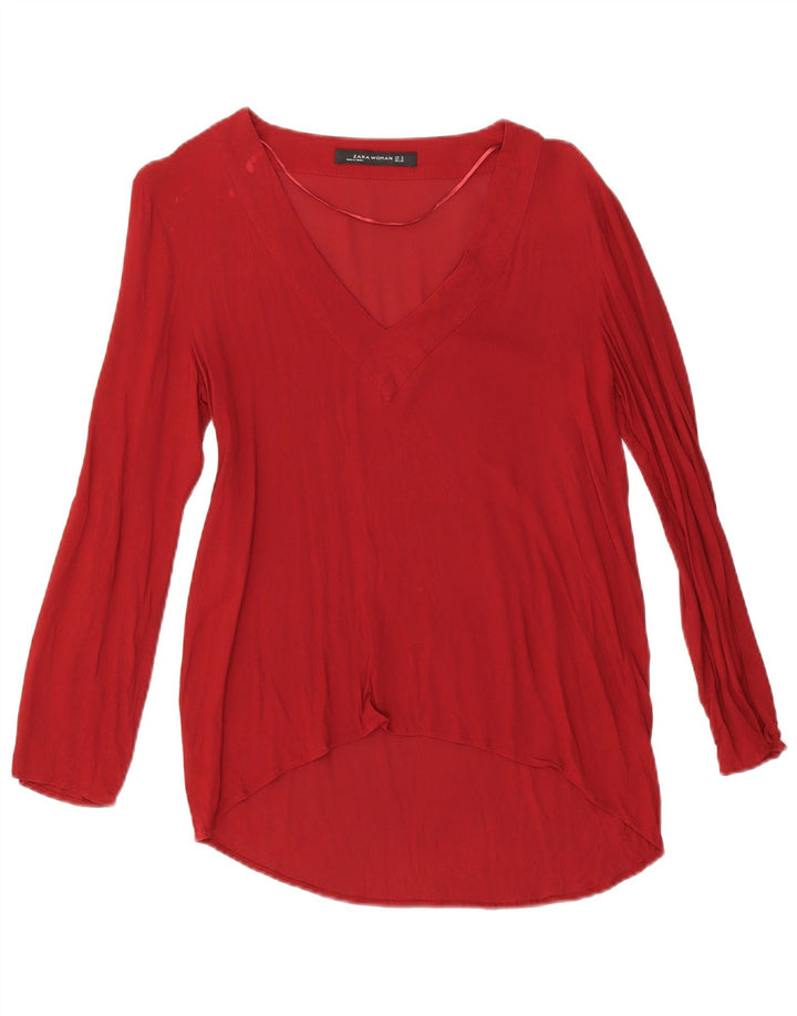 Zara Womens Long Sleeve Tunic Top UK 14 Medium Red