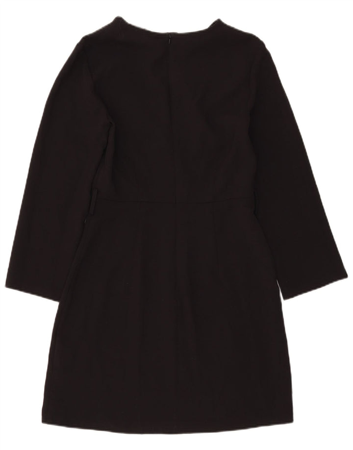 Zara Womens Long Sleeve Sheath Dress UK 8 Small Black Polyester
