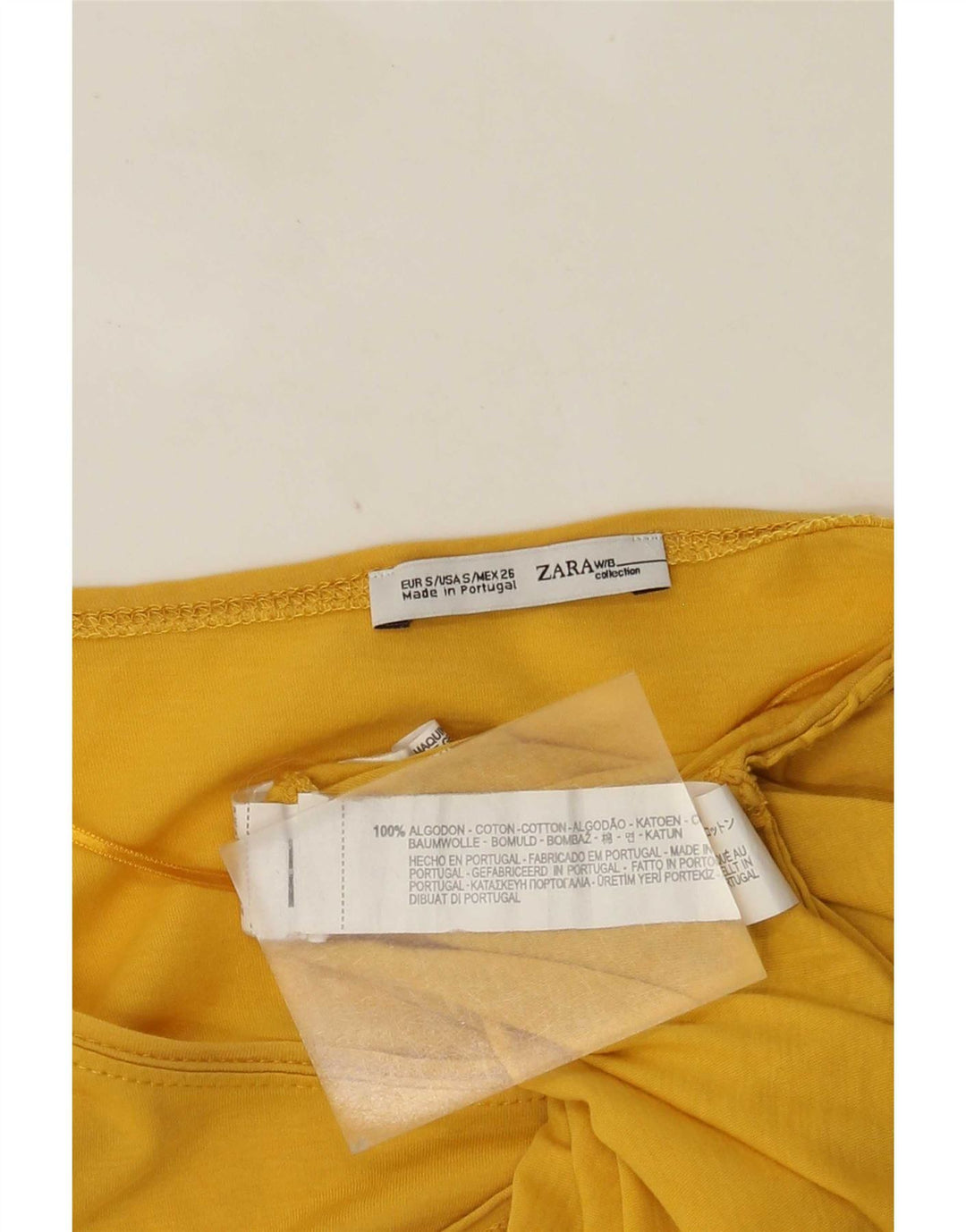Zara Womens Top Long Sleeve UK 10 Small Yellow Cotton