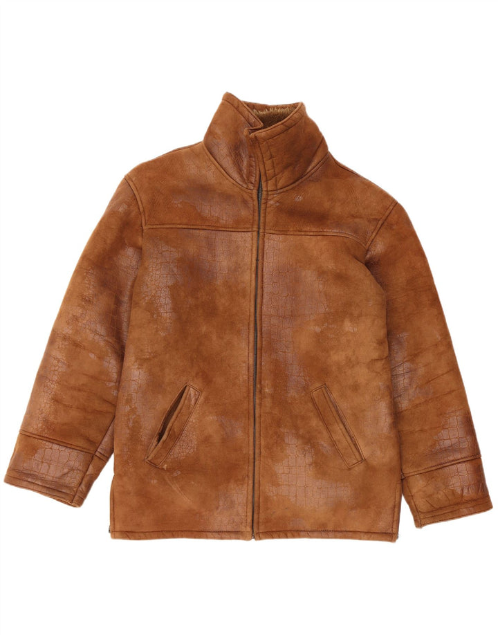 Vintage Mens Shearling Jacket IT 48 Medium Brown