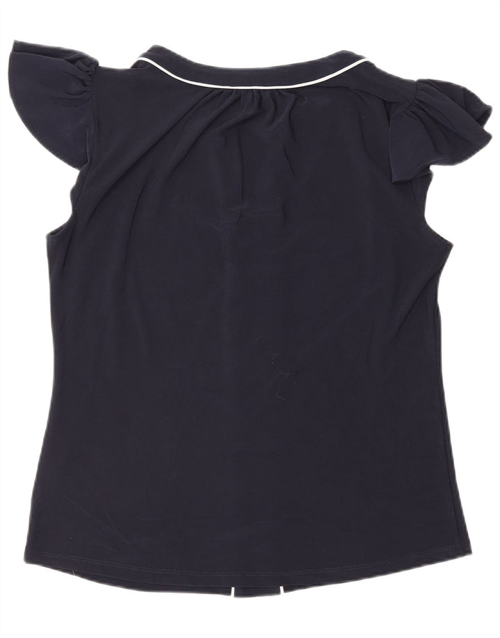 TOMMY HILFIGER Womens Blouse Top UK 14 Medium Navy Blue Polyester