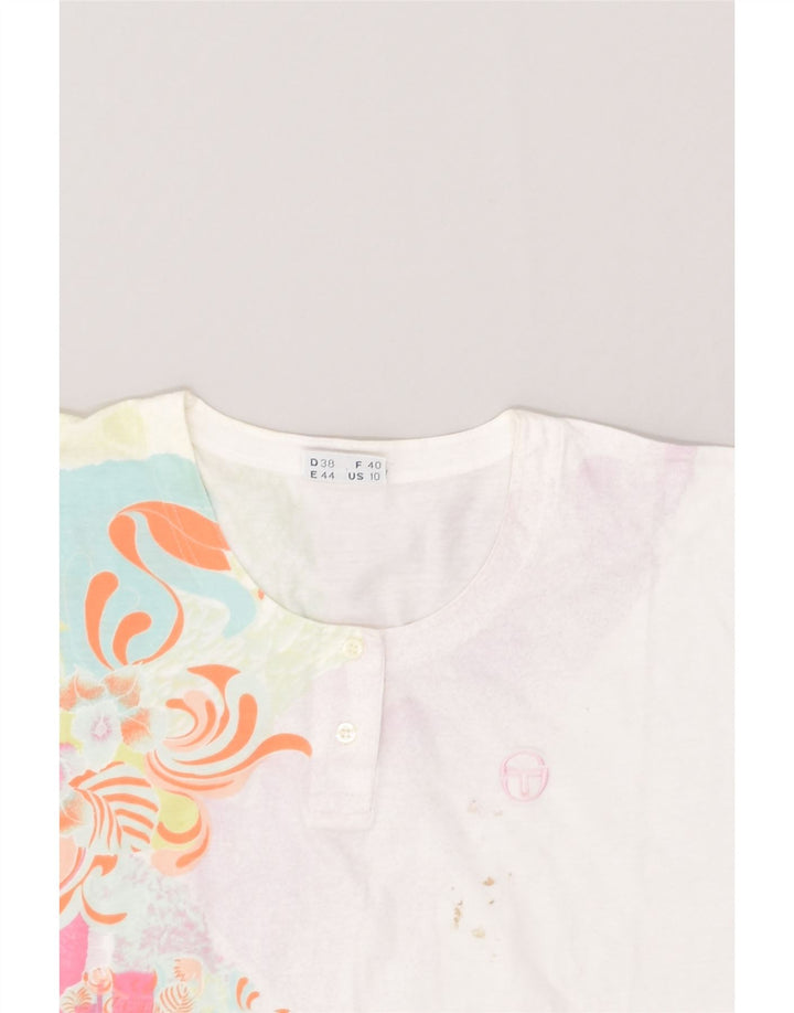 SERGIO TACCHINI Womens Blouse Top US 10 Large White Floral Cotton | Vintage Sergio Tacchini | Thrift | Second-Hand Sergio Tacchini | Used Clothing | Messina Hembry 