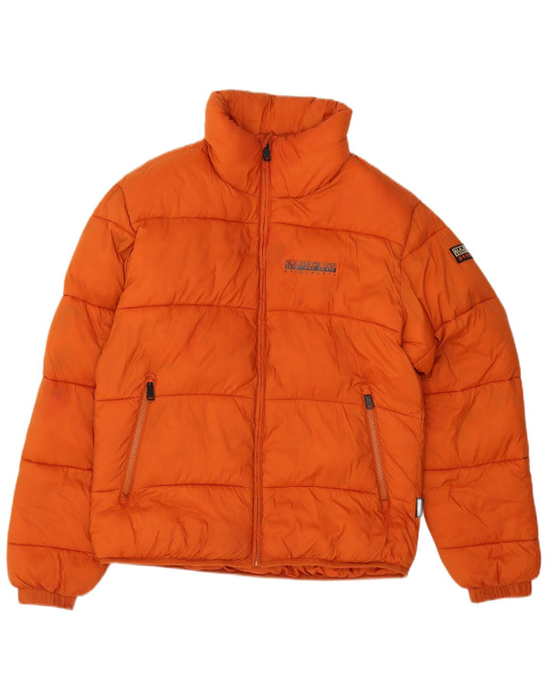 Napapijri Chaqueta acolchada con gráfico geográfico para hombre UK 36 Small Naranja