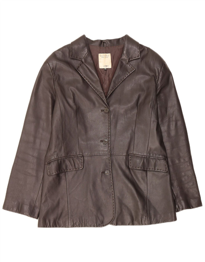 Conbipel Veste blazer en cuir à 3 boutons Free Heron pour femme IT 46 Large Marron