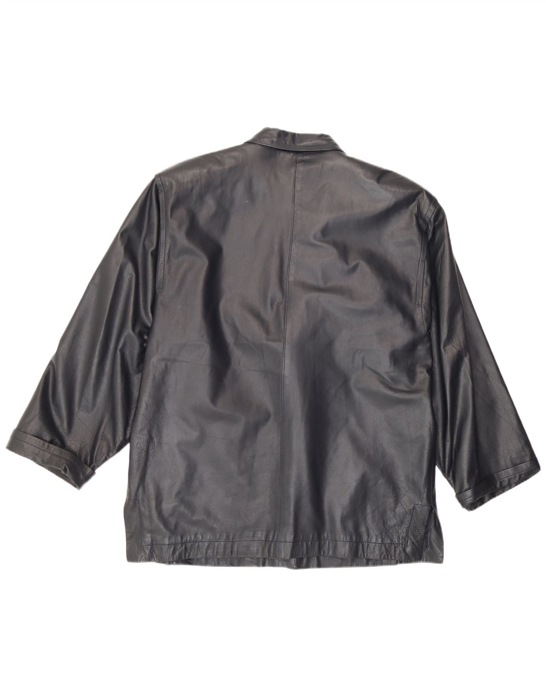Genny Womens Leather Jacket UK 16 Large Navy Blue Leather