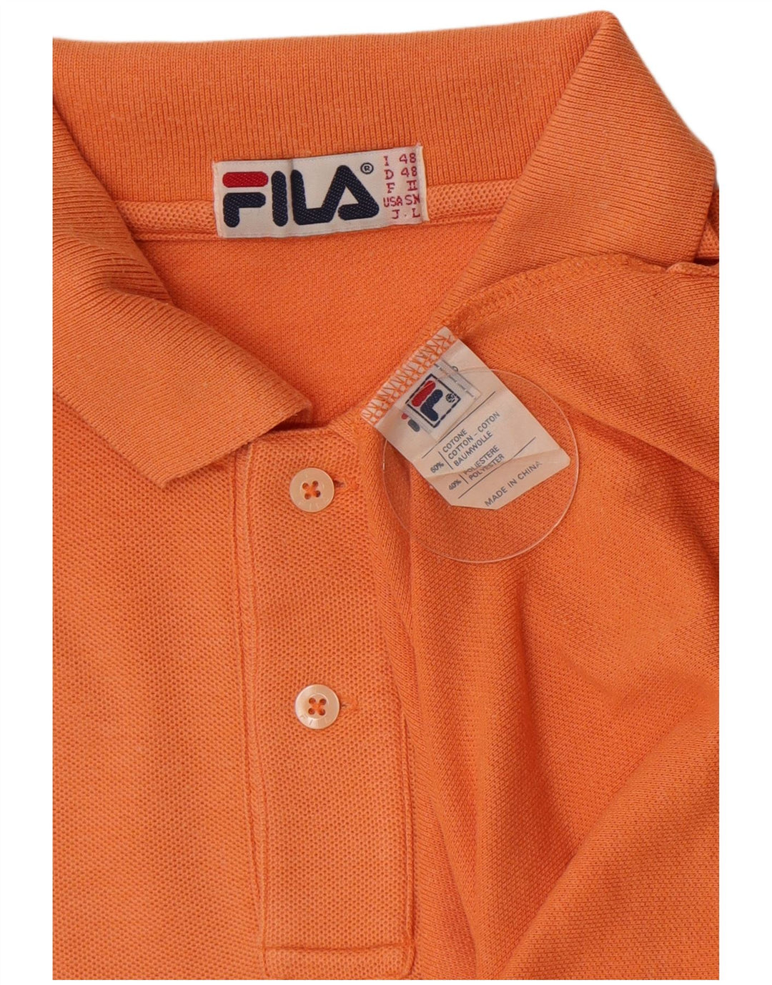 Fila Mens Polo Shirt IT 48 Medium Orange Cotton