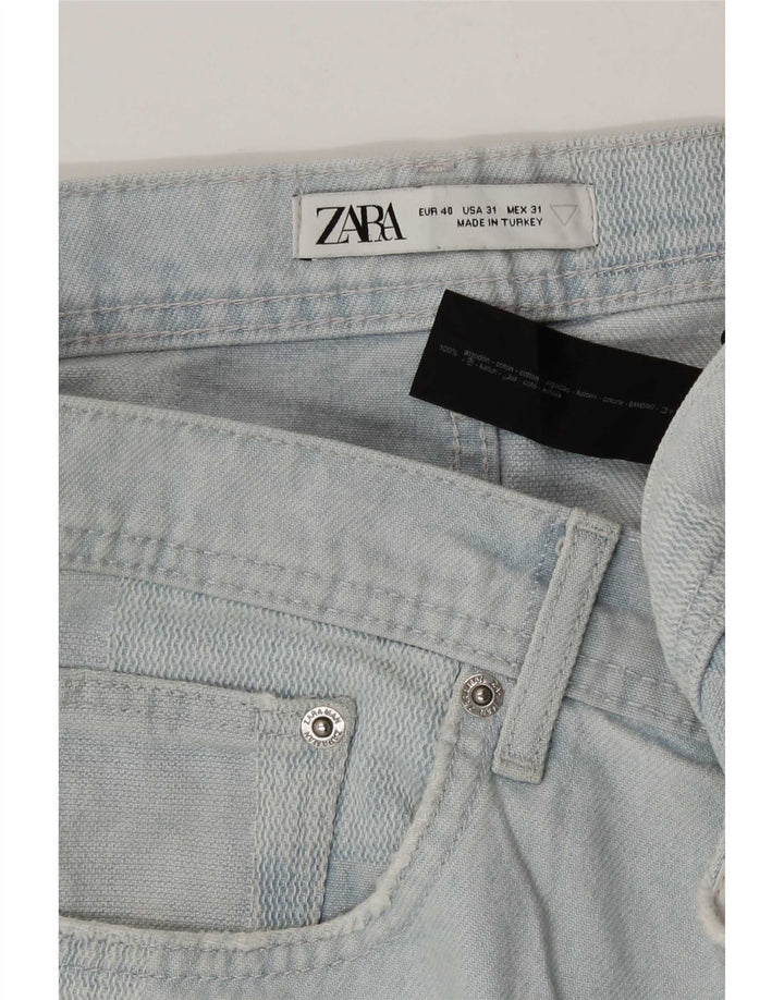 Zara Herren Jeansshorts EU 40 Medium W31 Blaue Patchwork-Baumwolle