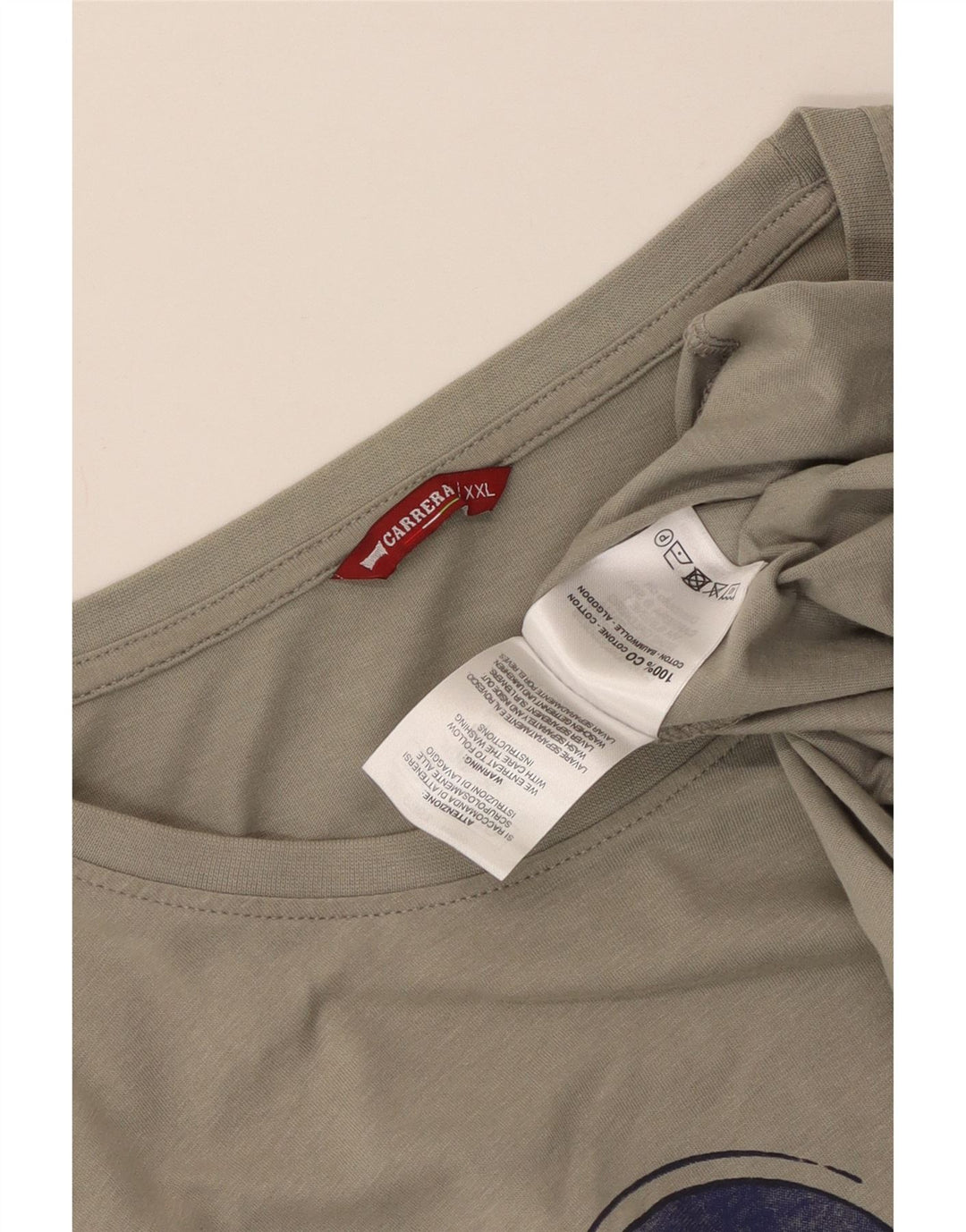 Carrera Mens Graphic T-Shirt Top 2XL Grey Cotton