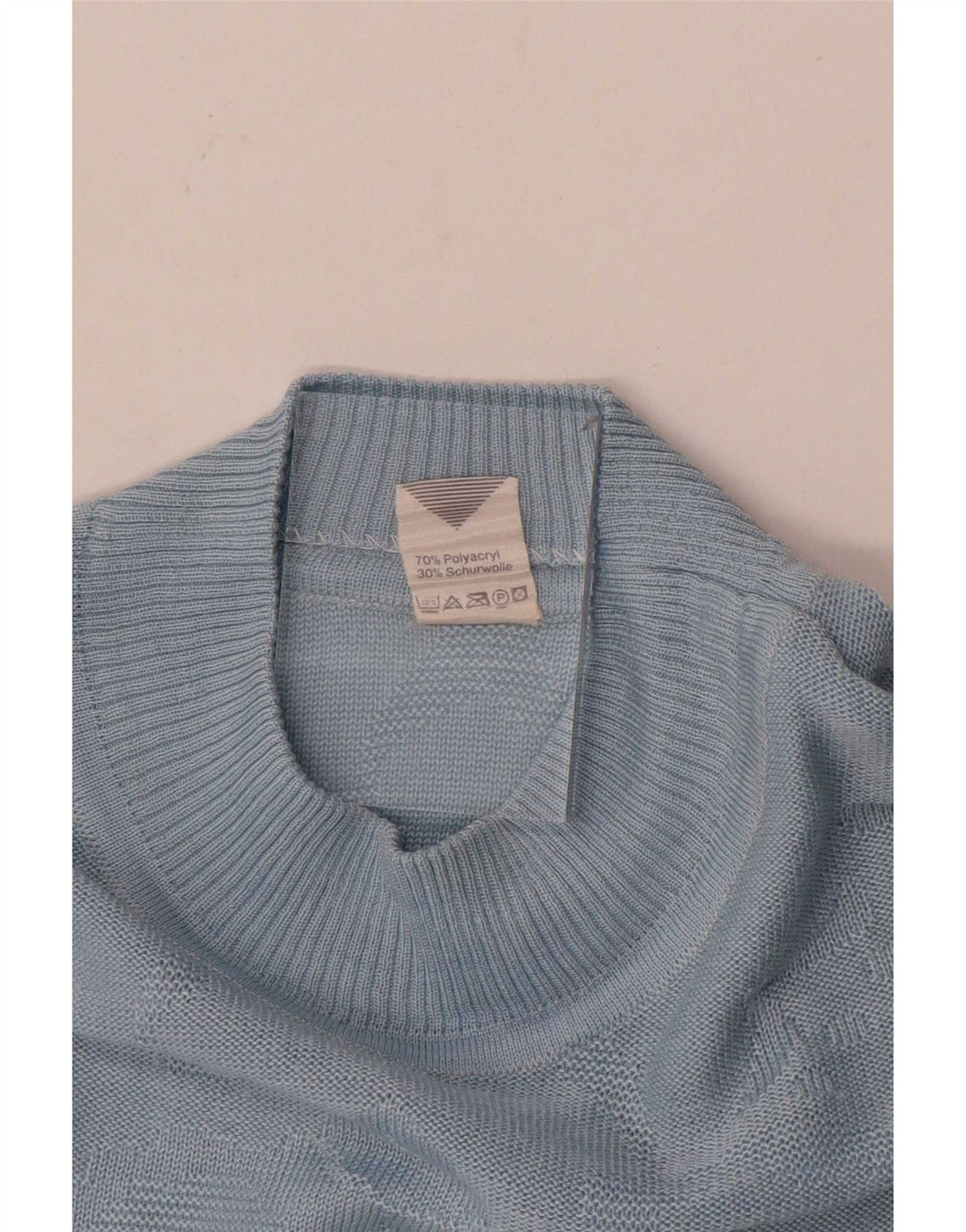 Vintage Dame Turtle Neck Jumper Sweater IT 46 Large Blue Polyacrylic